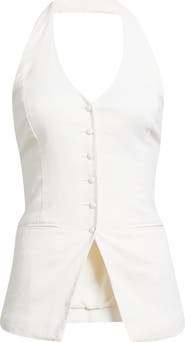 Open Edit Linen Halter Vest
