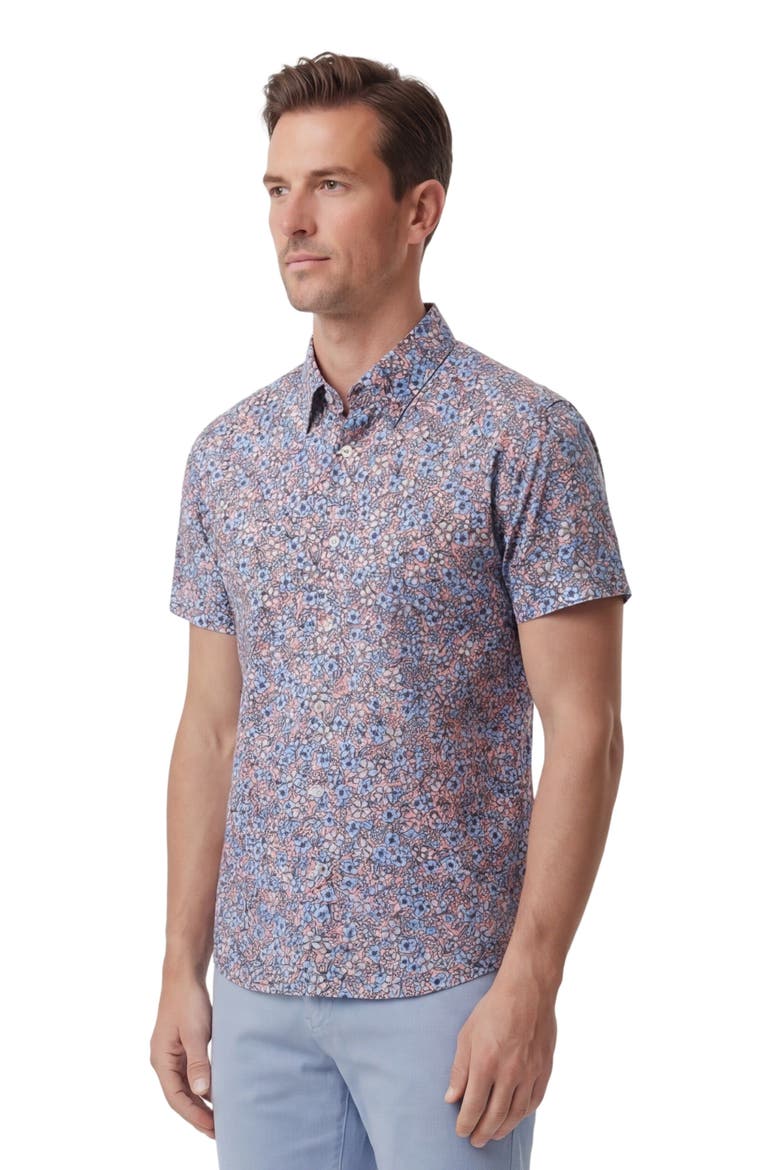 Floral Field Mens Printed Button Up Shirt, Alternate, color, FLORAL FIELD CORAL