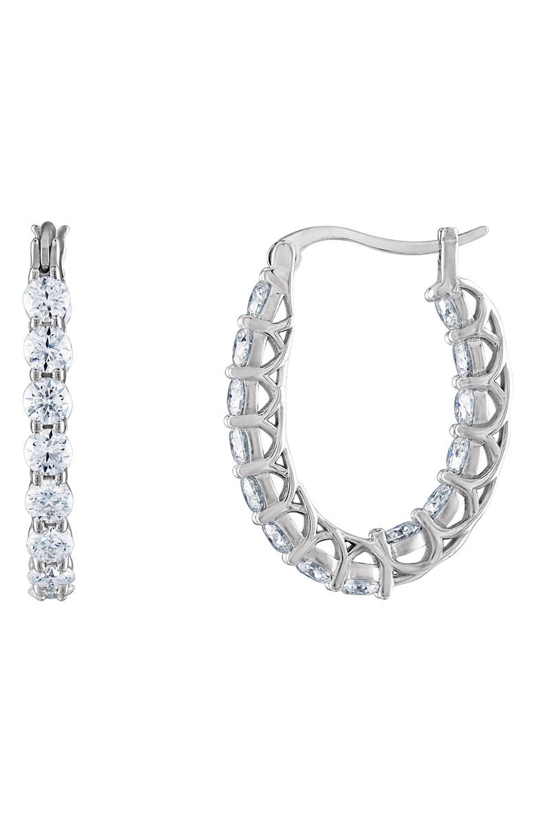 FZN Sterling Silver Created Moissanite Hoop Earrings, Main, color, 