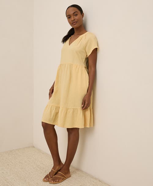 Pact Organic Cotton Coastal Double Gauze Breezy Dress In Yellow