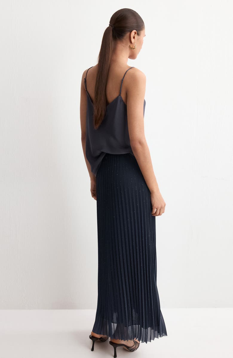 MANGO Pleated A-Line Skirt, Alternate, color, Night Blue