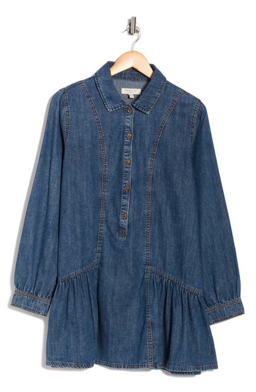 Habitual Long Sleeve Flirty Denim Minidress In Blue