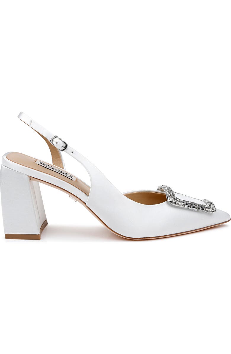 Badgley Mischka Collection Adaline Slingback Pointed Toe Pump, Alternate, color, White Satin