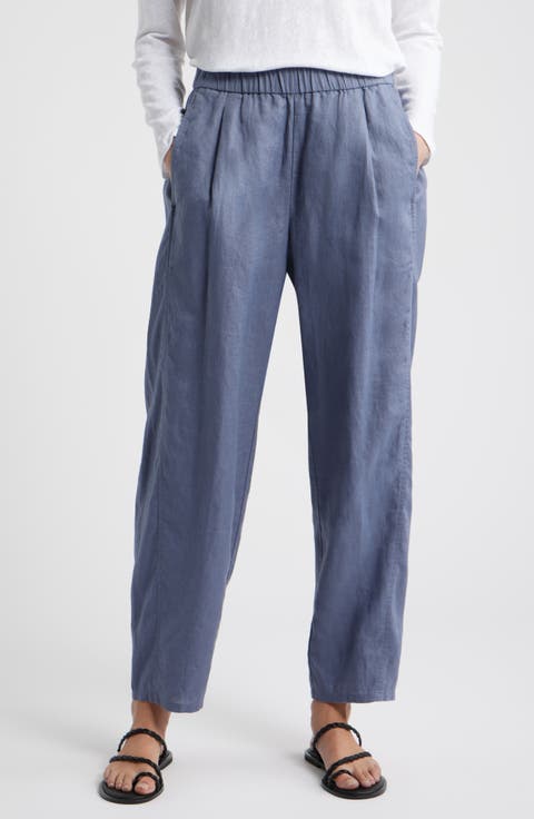 Pleated Organic Linen Lantern Pants