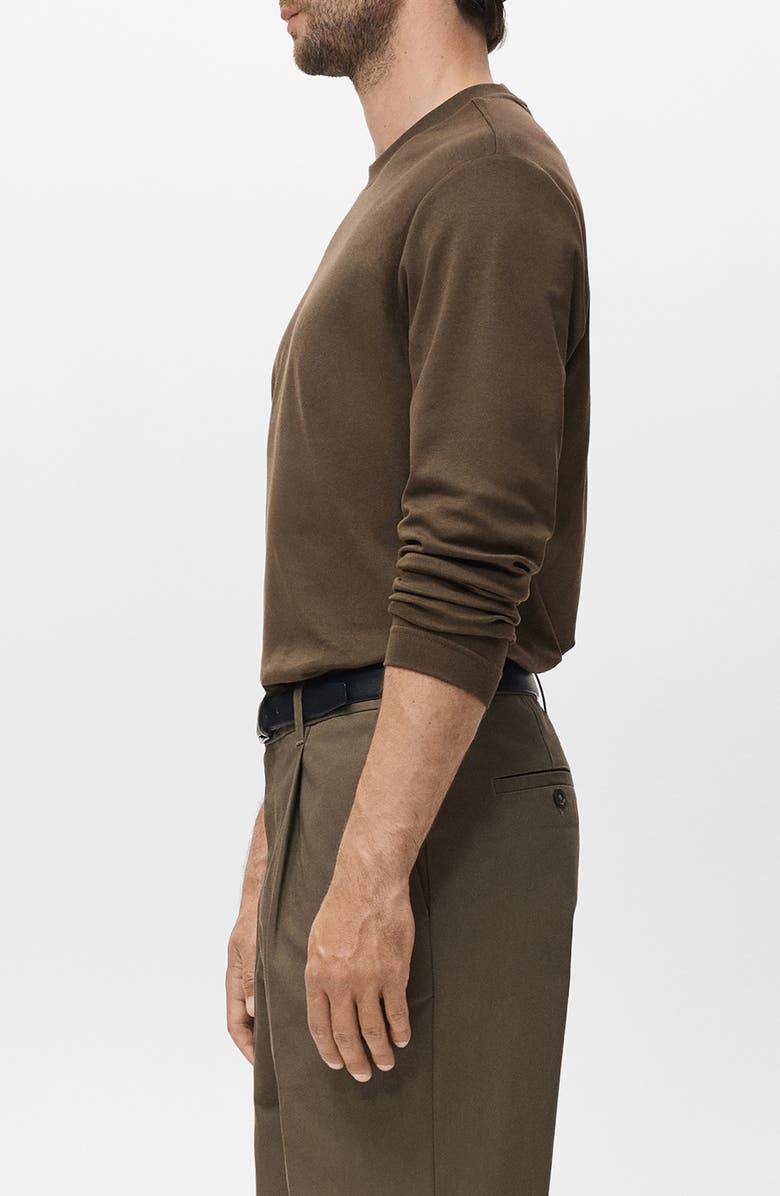 MANGO Regular Fit Long Sleeve T-Shirt, Alternate, color, Olive Green