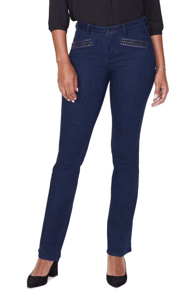 NYDJ Barbara High Waist Hip Zip Bootcut Jeans, Main, color,