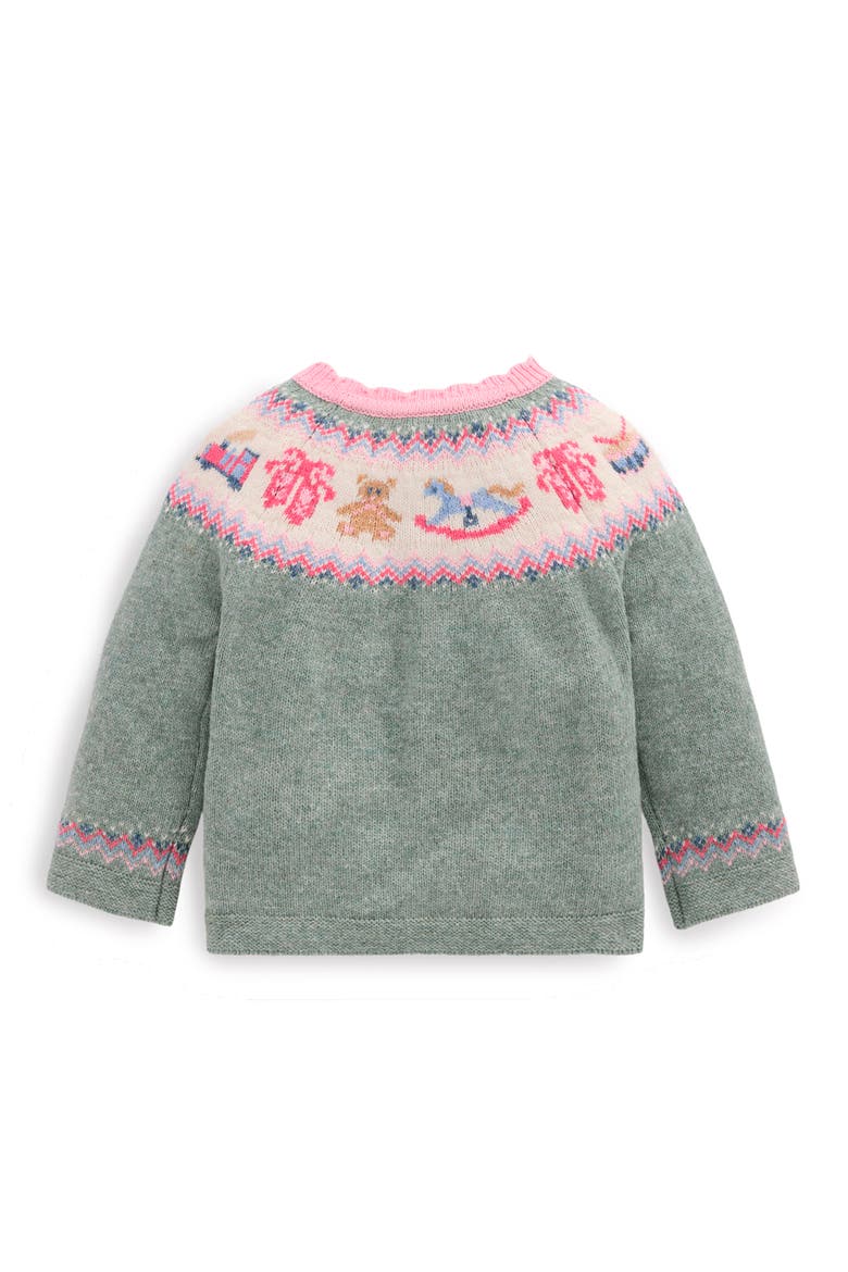 Kids' Fair Isle Cardigan, Alternate, color, GREEN POLAR POST