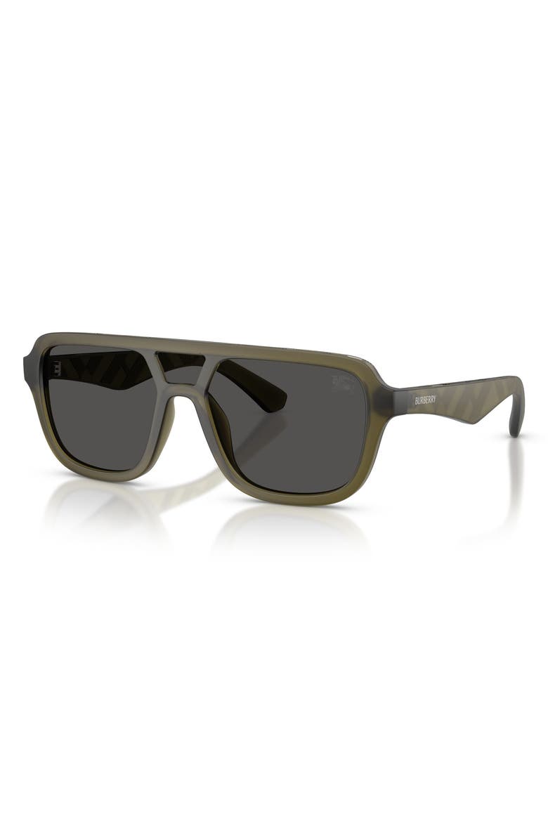 Burberry 128mm Pilot Sunglasses, Alternate, color, Matte Green / Dark Grey