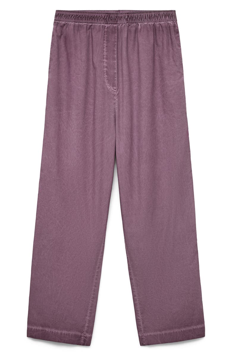MANGO Garment-Dyed Cotton Pajama Pants, Alternate, color, Plum