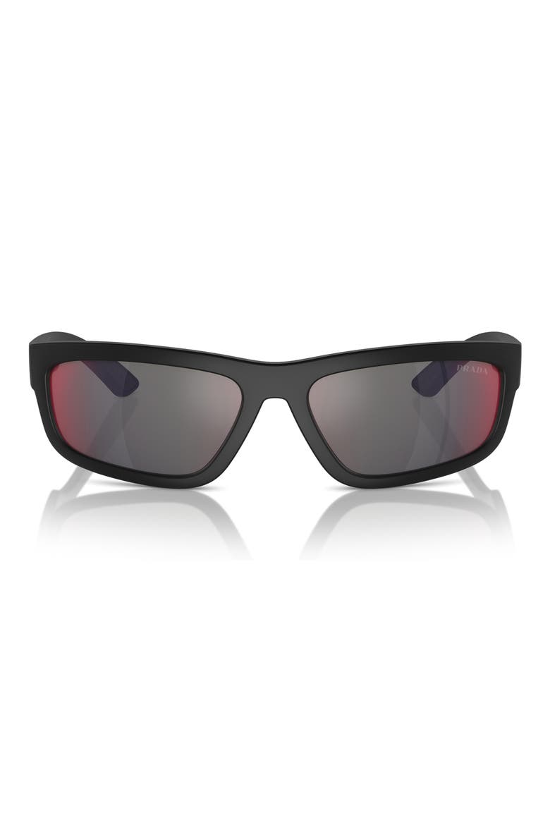 59mm Rectangular Sunglasses, Main, color, BLACK RUBBER
