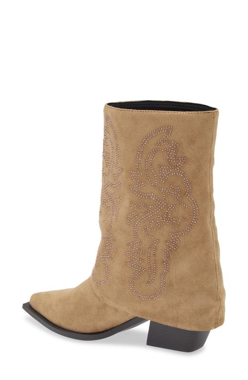 Azalea Wang Portabella Foldover Shaft Pointed Toe Bootie In Brown