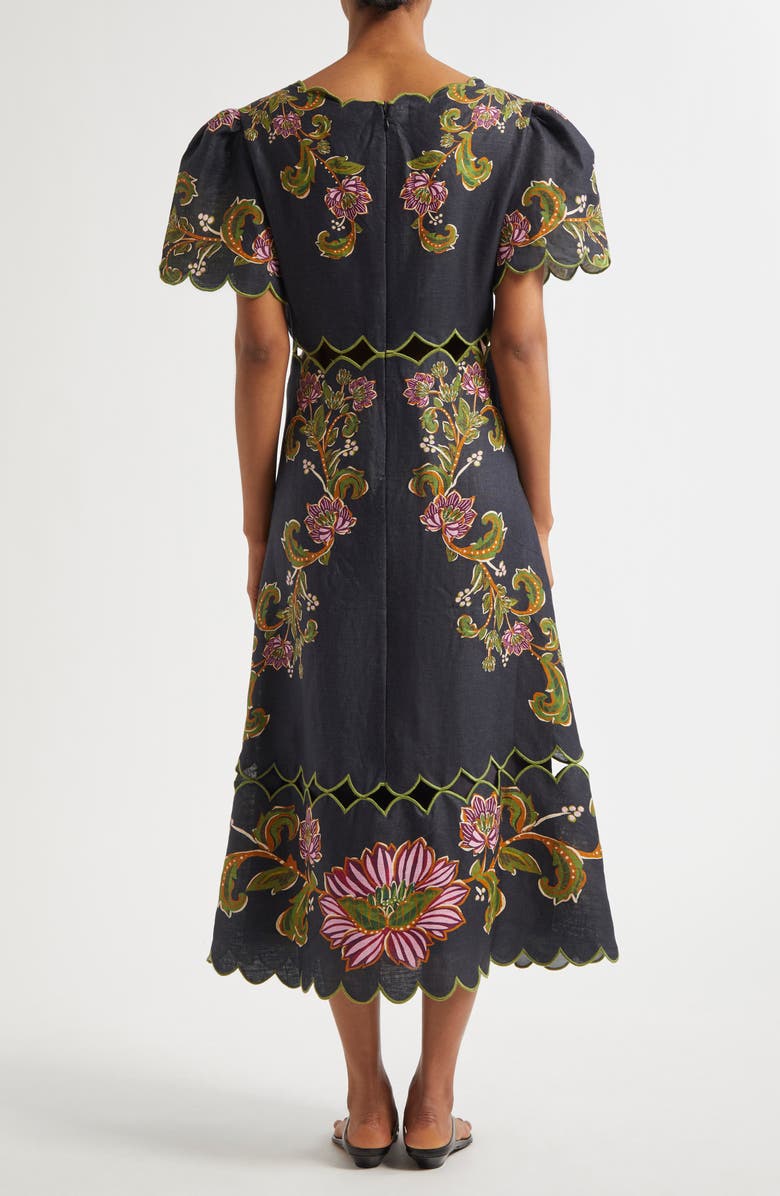 FARM Rio Ravenala Floral Short Sleeve Midi Dress, Alternate, color, 