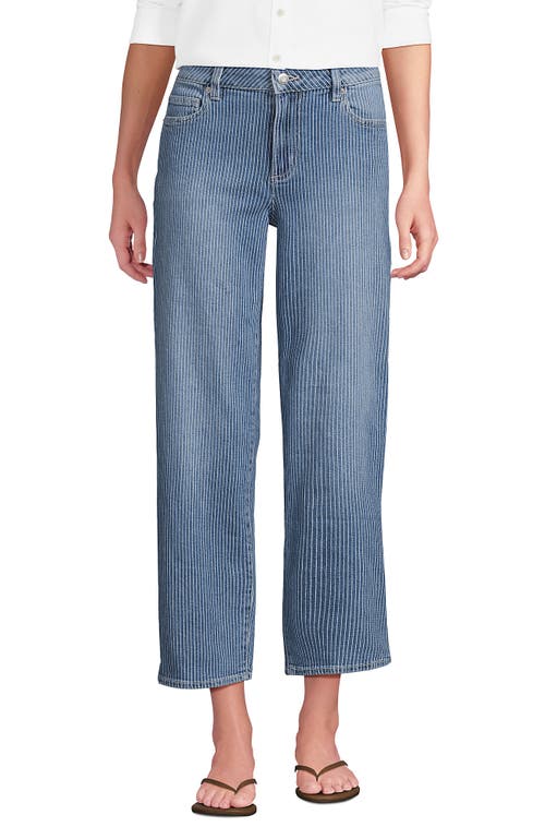 Lands' End Soft Denim Mid Rise Relaxed Straight Crop Jeans In Blue