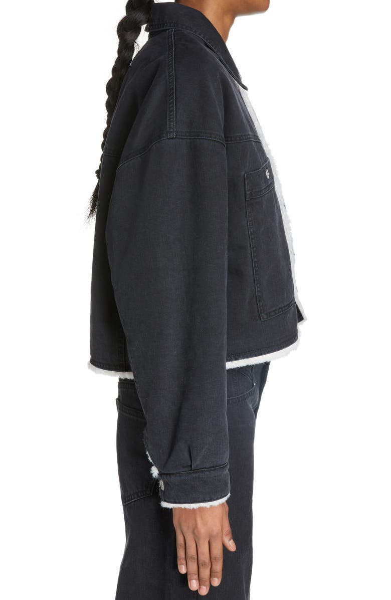 Isabel Marant Paoleta Denim & Faux Shearling Jacket, Alternate, color, 