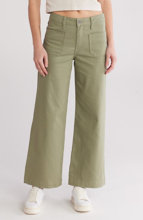 Brooklyn High Waist Wide Leg Pants (Light Olive)