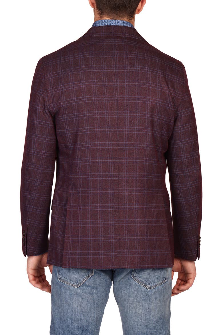 Modern Fit Glen Plaid Mèlange Sport Coat, Alternate, color, BURGUNDY