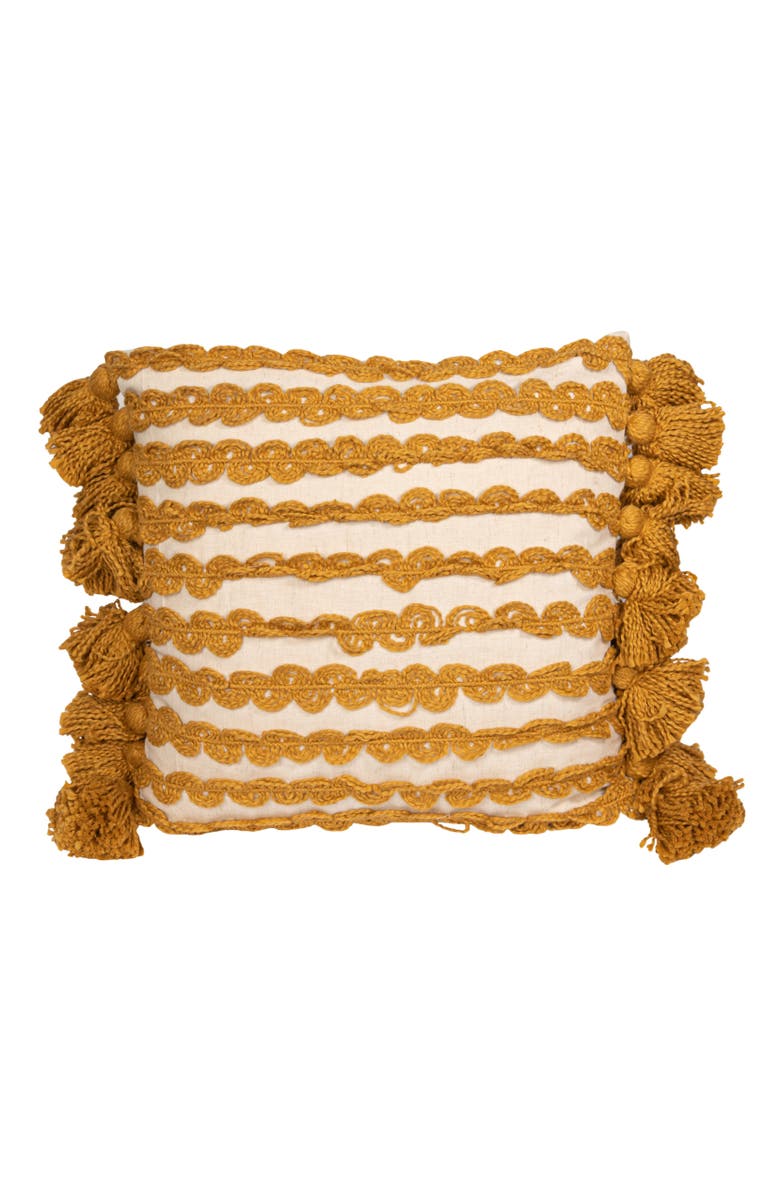 Storied Home Woven Cotton Pillow, Main, color, Yellow