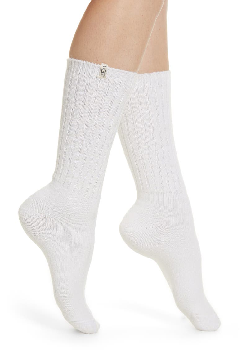 Ribbed Crew Socks, Main, color, WHT