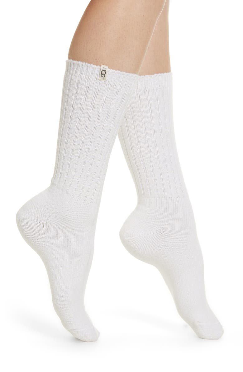 UGG<sup>®</sup> Ribbed Crew Socks, Main, color, Wht