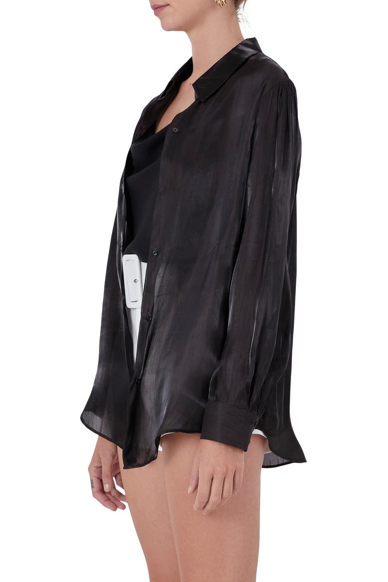Sheer Satin Shirt, Alternate, color, BLACK
