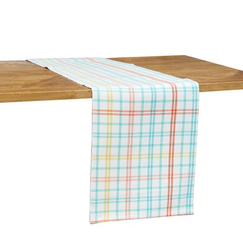 Easter Bunny Rabbit Trail Plaid Table Runner 13" x 72"