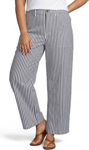 Lands' End Plus Size Chino High Rise Barrel Leg Utility Ankle Pants
