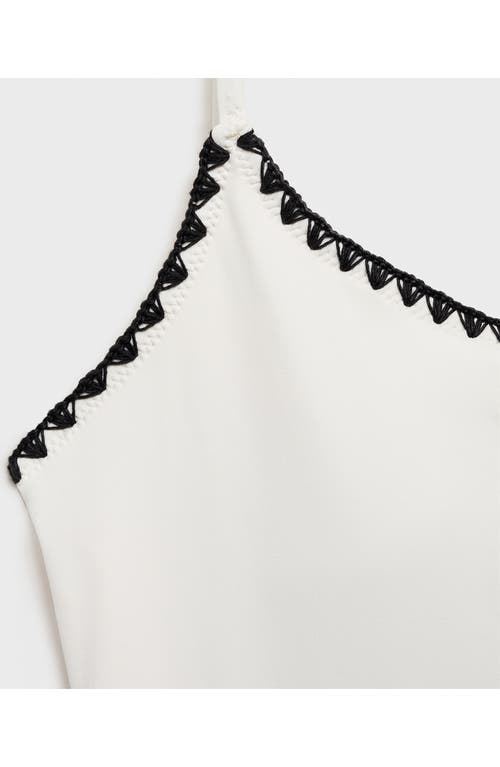 Shop Mango Contrast Trim One-piece Swimsuit In White