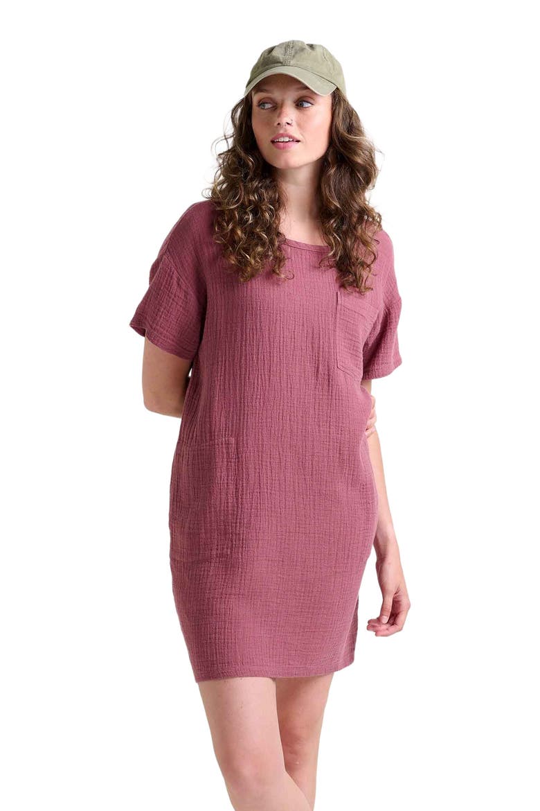 Tate Double Weave Short Sleeve Dress, Alternate, color, Wild Ginger