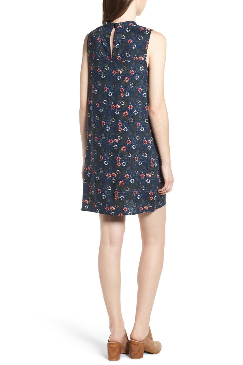 Lace Detail Minidress, Alternate, color, NAVY DENIM WOOL FLOWER