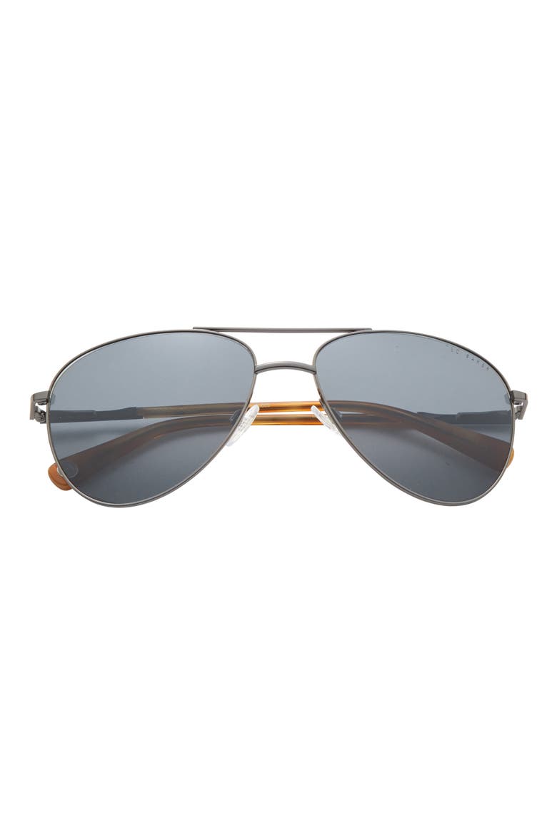 60mm Polarized Aviator Sunglasses, Main, color, DARK GUNMETAL