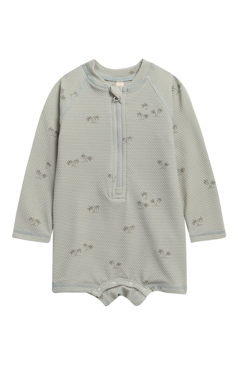 QUINCY MAE Long Sleeve UPF 50+ One-Piece Rashguard Swimsuit, Main, color, Sage