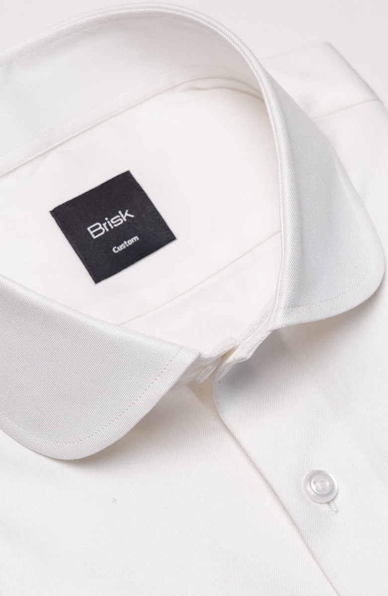 BRISK Club Collar Pima Cotton Twill Shirt, Alternate, color, Pearl White