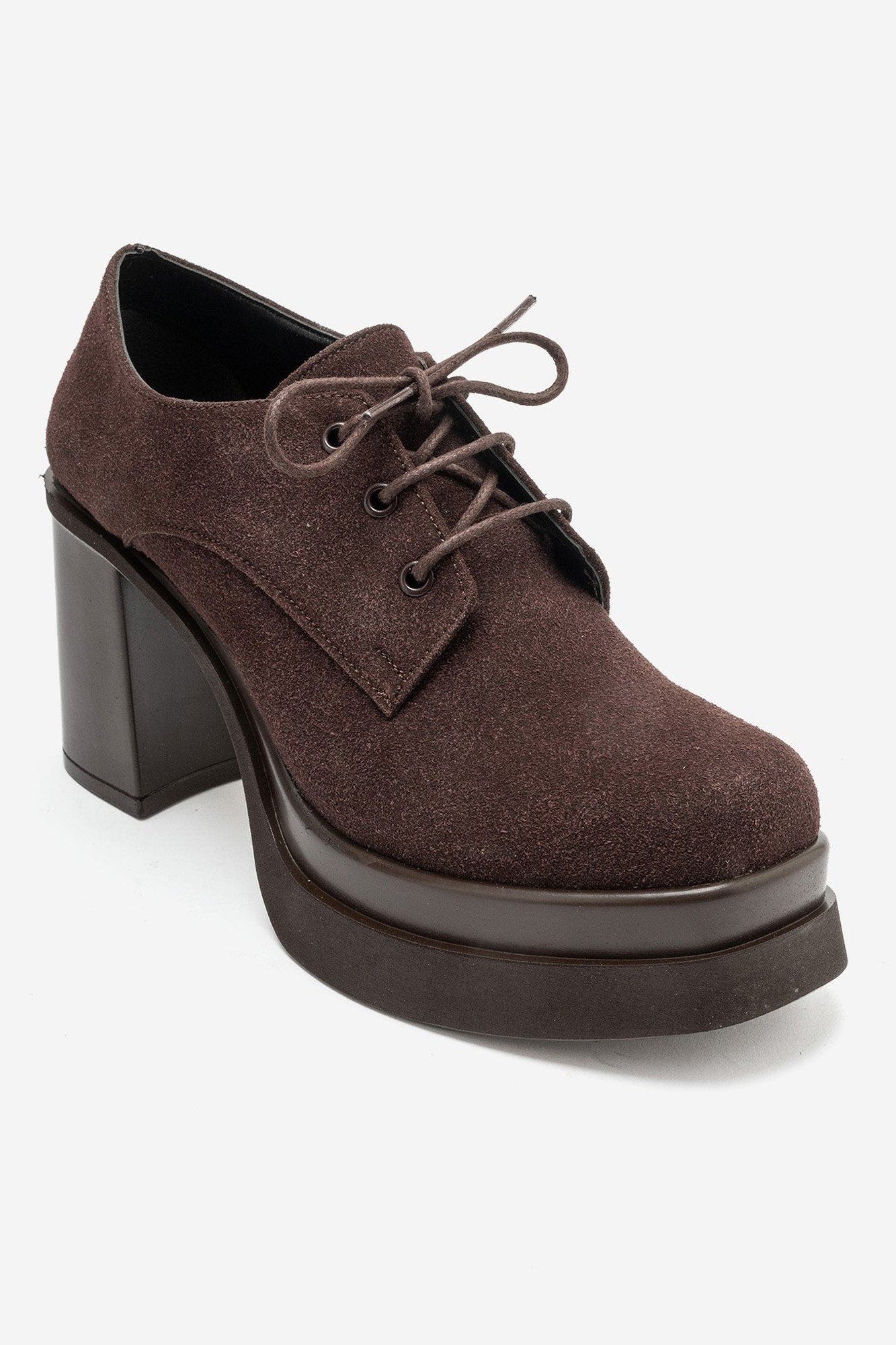 Vodette Platform Block Heel Oxford, Main, color, Brown Suede