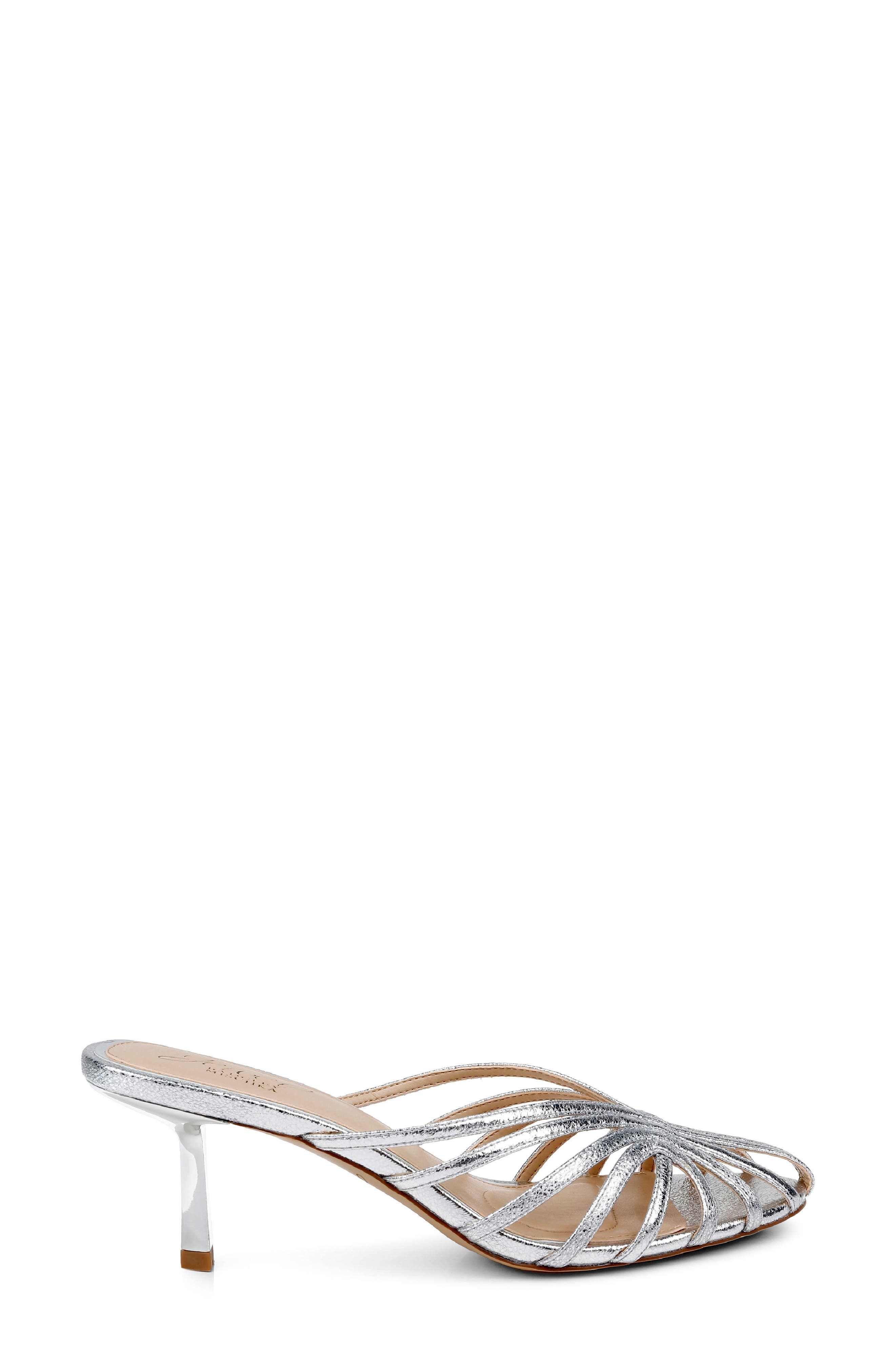 Jewel Badgley Mischka Ilaria Strappy Sandal, Alternate, color, Silver Textile
