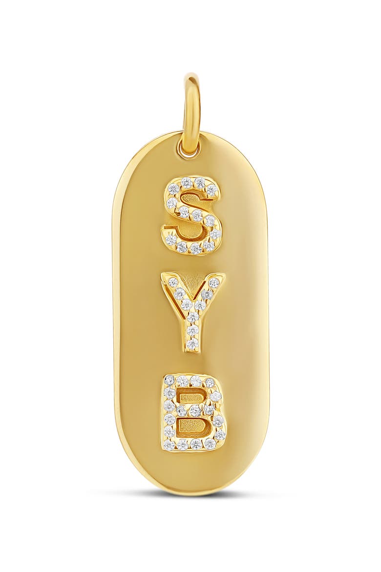 Pavé Cubic Zirconia Name Tag Pendant Necklace, Alternate, color, GOLD
