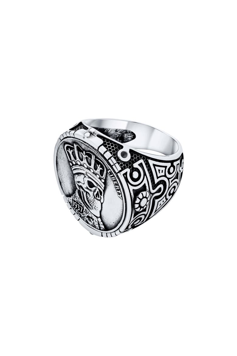 Men's Engraved Statement Ring, Alternate, color, SILVER