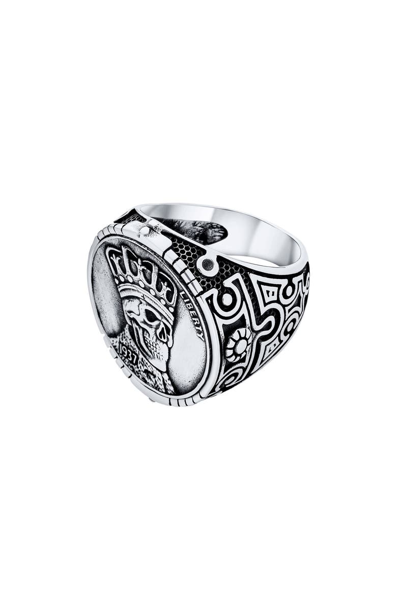 BLING JEWELRY Men's Engraved Statement Ring, Alternate, color, Silver