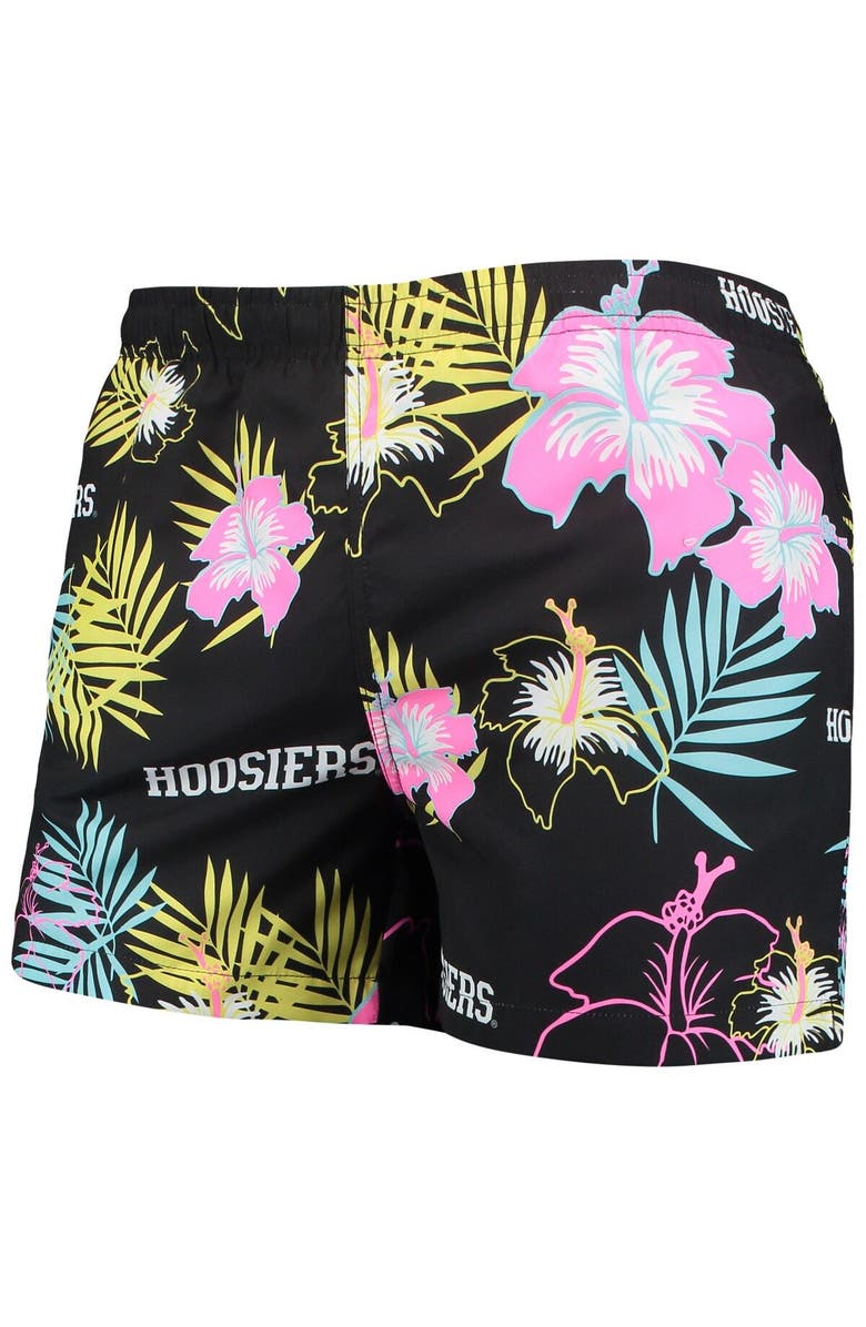 FOCO Men's FOCO Black Indiana Hoosiers Neon Floral Swim Trunks, Alternate, color, Black