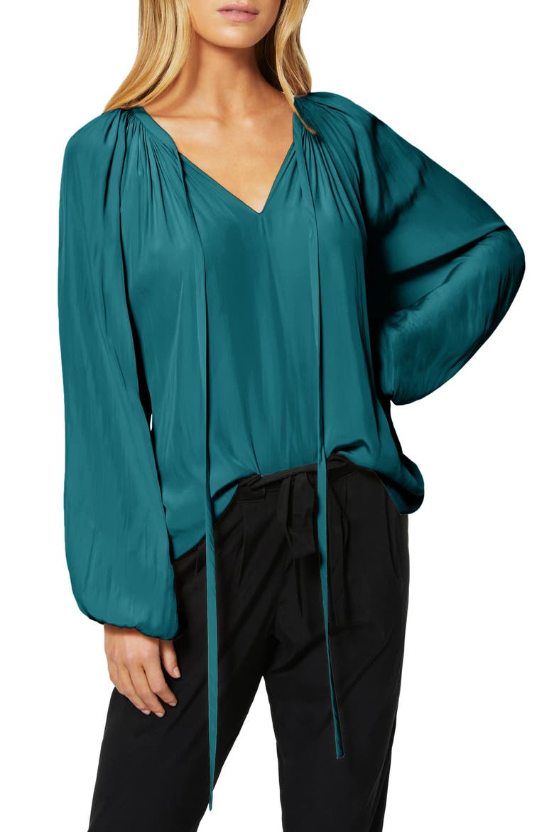 Paris Poet Blouse, Main, color, JEWEL BLUE