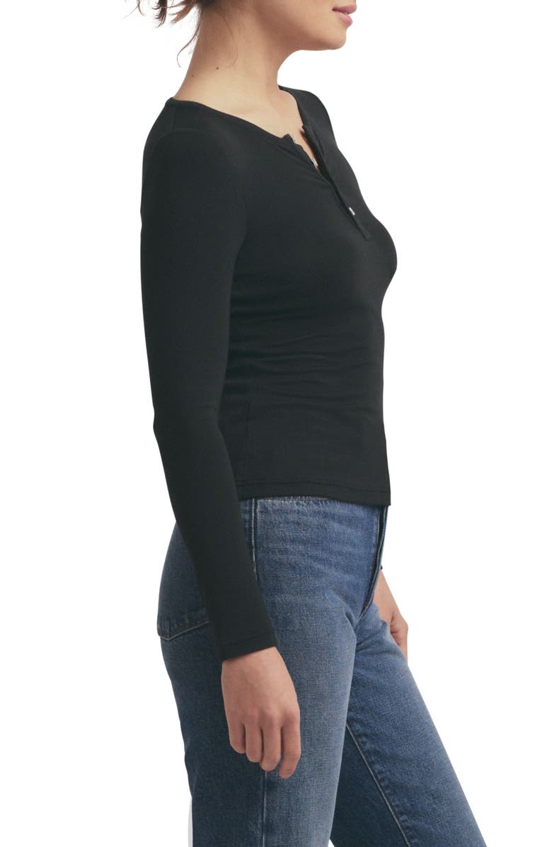 Favorite Daughter The Long Sleeve Rib Henley, Alternate, color, Black