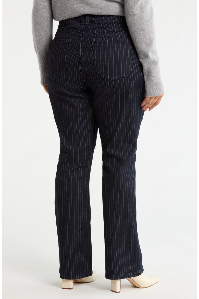 Brittany Pinstripe High Waist Itty Bitty Bootcut Jeans, Alternate, color, INDIGO