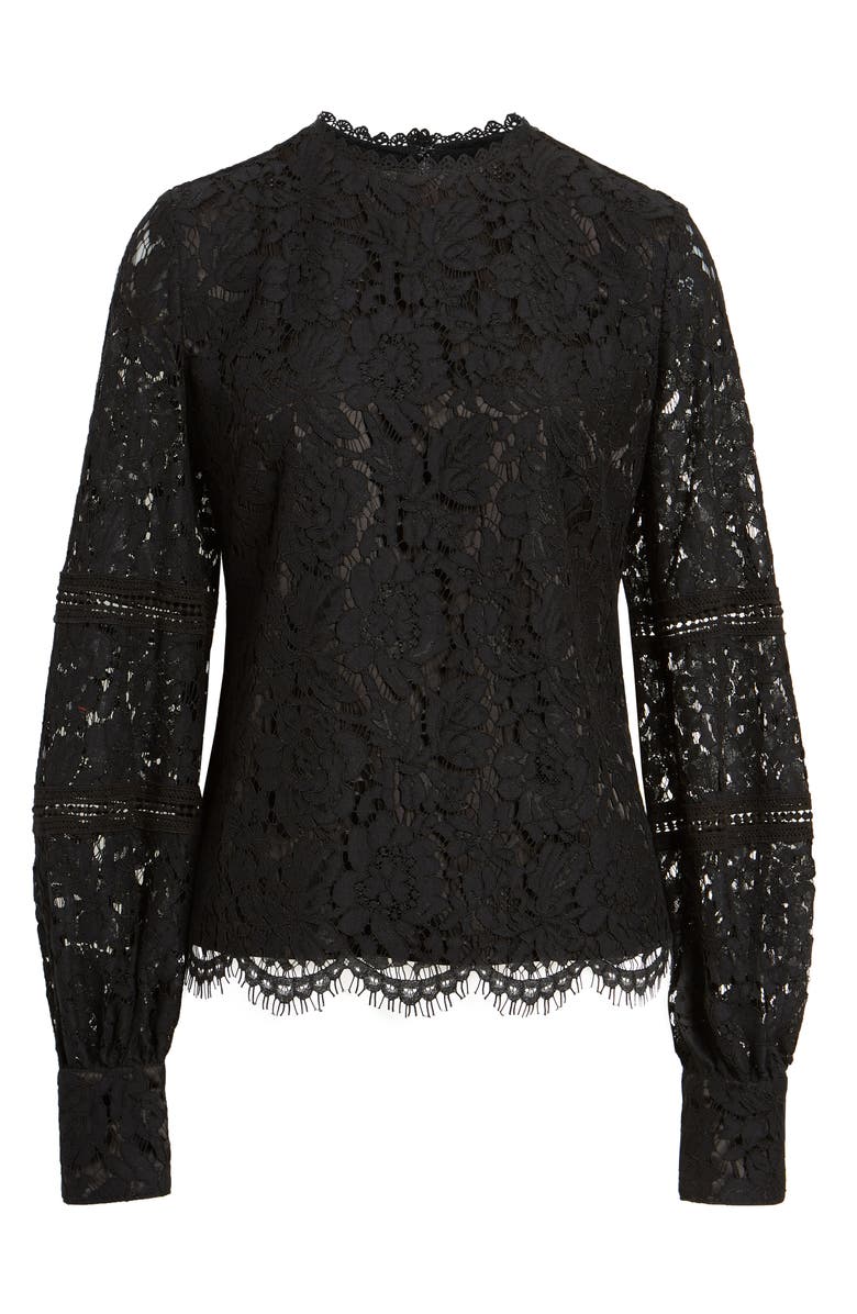 Rachel Parcell Bishop Sleeve Scalloped Lace Top, Alternate, color,