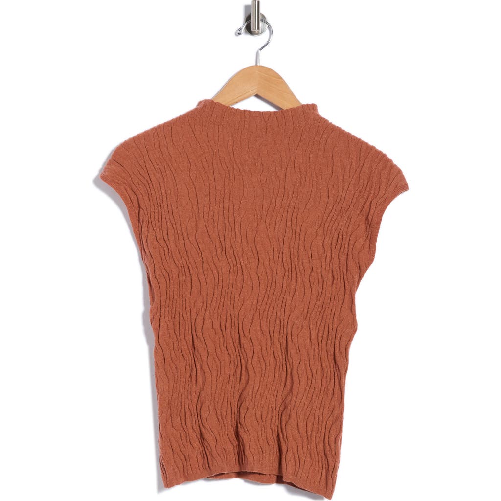 Bobeau Animal Jacquard Stripe Cap Sleeve Sweater In Rust