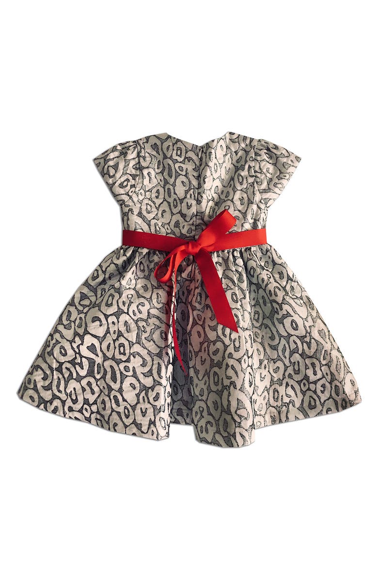 JOE-ELLA Kids' Leopard Jacquard Cap Sleeve Dress, Alternate, color,