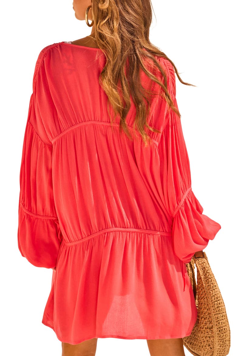 Senara Ruched Cover-Up Duster, Alternate, color, WATERMELON