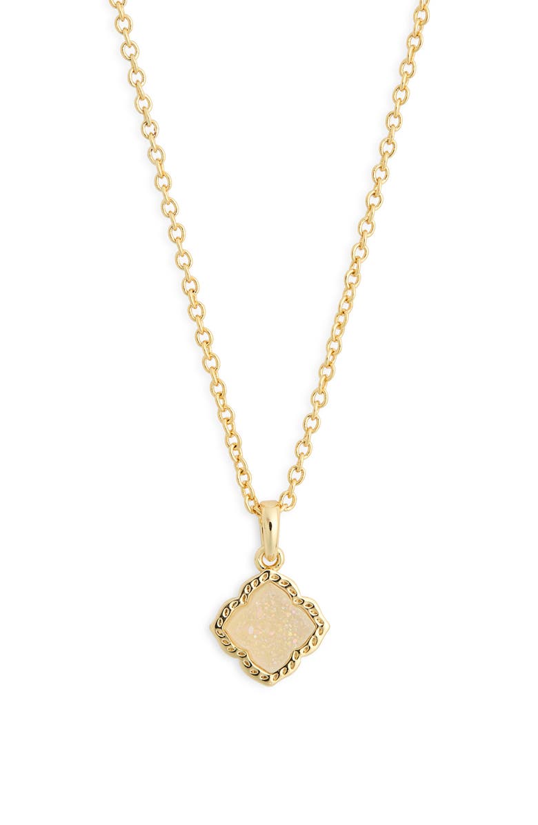 Kendra Scott Mallory Small Drusy Pendant Necklace, Main, color, Gold Iridescent Drusy