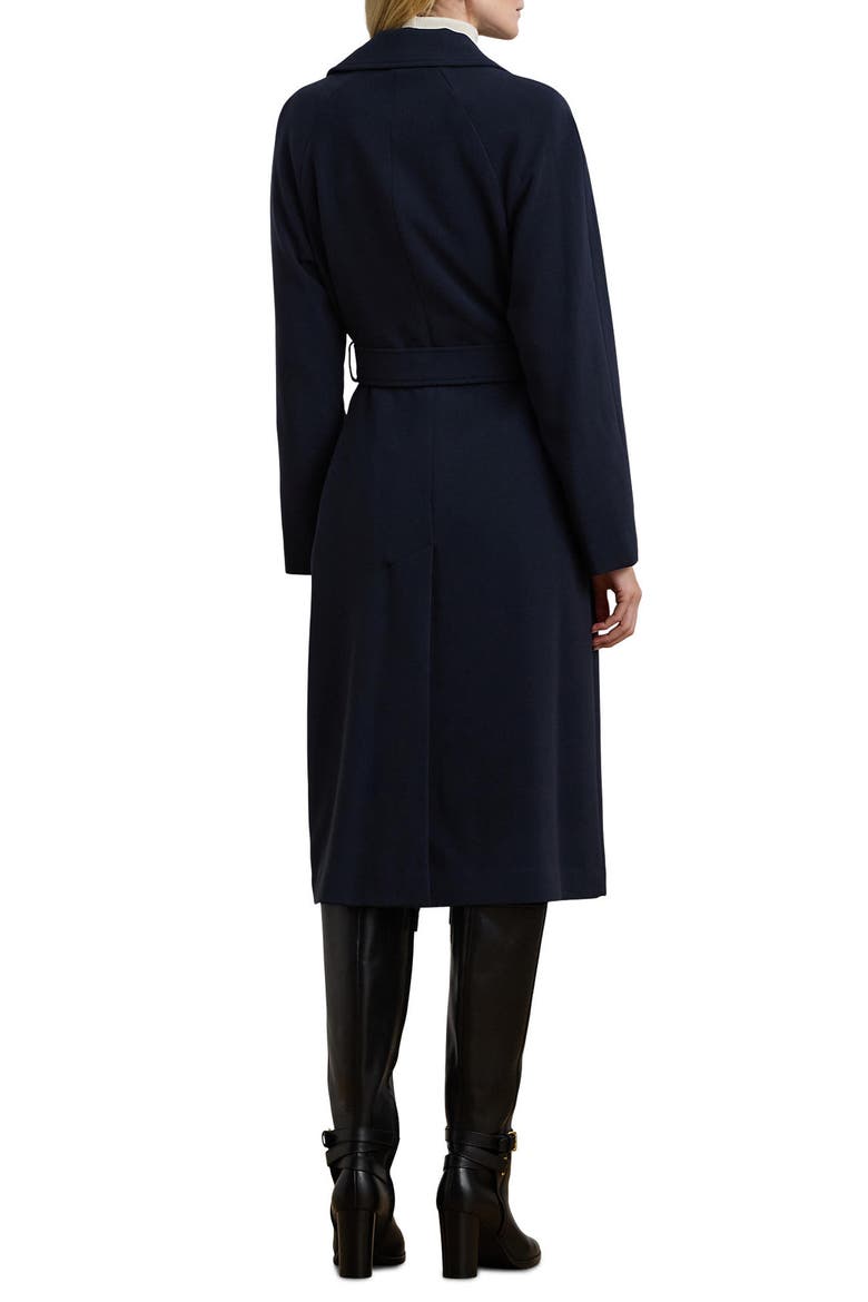 Crepe Belted Coat, Alternate, color, DK NAVY