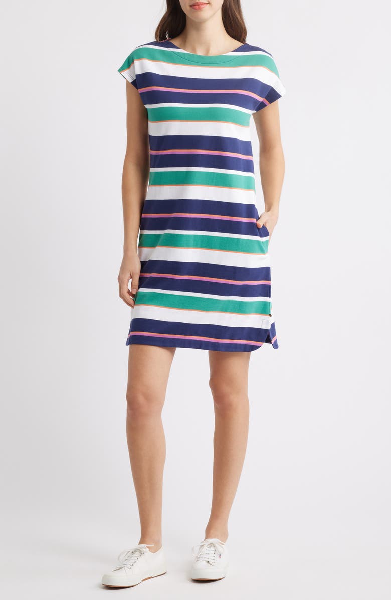 Hatley Spring Sea Stripe Short Sleeve Cotton Dress, Main, color, 