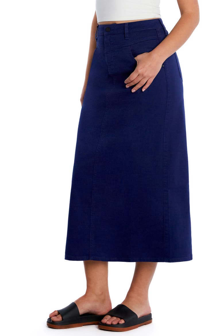 Lilou Denim Midi Skirt, Alternate, color, CASTLE BLUE