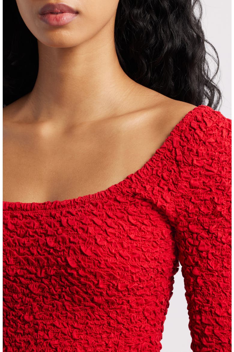 Malinda Smocked Long Sleeve Organic Cotton Maxi Dress, Alternate, color, RED